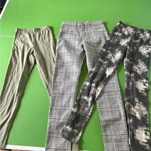 H&M Girls Olive, Plaid, Tie-Dye Blue Pants Set. Size 18 (Wmns size XS/S also).